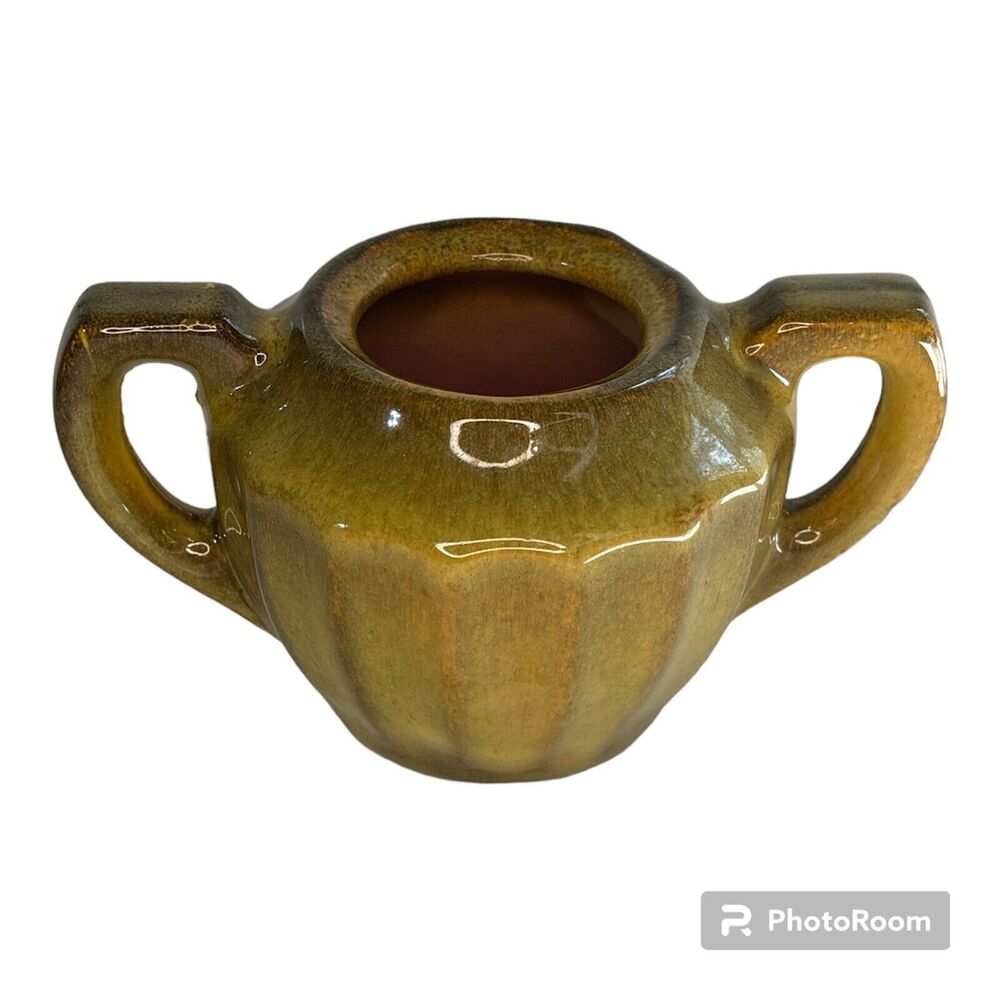 Gonder Original #33 Sugar No Lid- Rare Yellow Glaze w Brown Drip Perfect Cond.